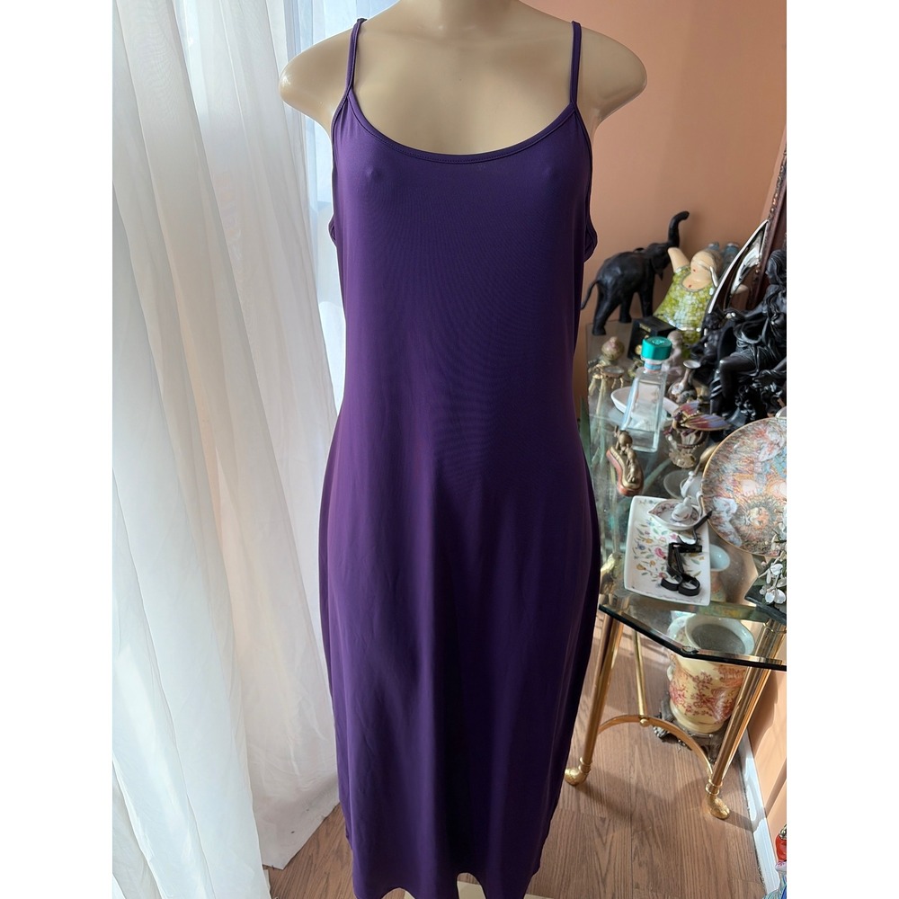 Purple Spaghetti Strap Midi Dress Scoop Neck Stretch Bodycon Sleeveless Purple‎